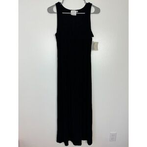 NWT Vintage Gantos Size L Sleeveless Maxi Sheath Dress Black